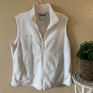 COLUMBIA ✨ WHITE FLEECE ZIP UP WINTER VEST